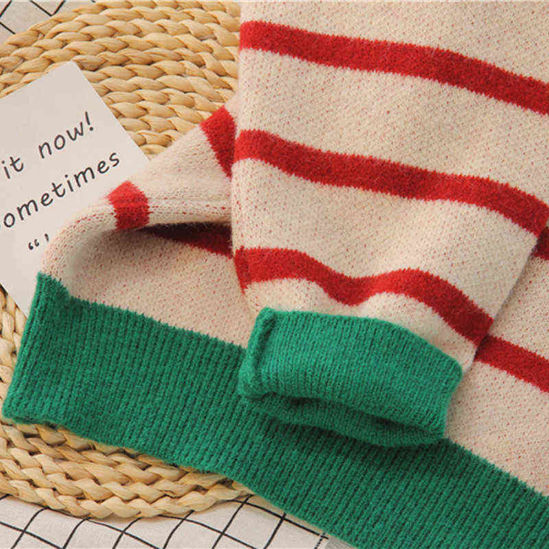 EBAIHUI Striped Sweater Women Casual Loose Pullover O-neck All-match Knitted Top Jumper Fall Long Sleeve Chic Knit Sweaters 211109