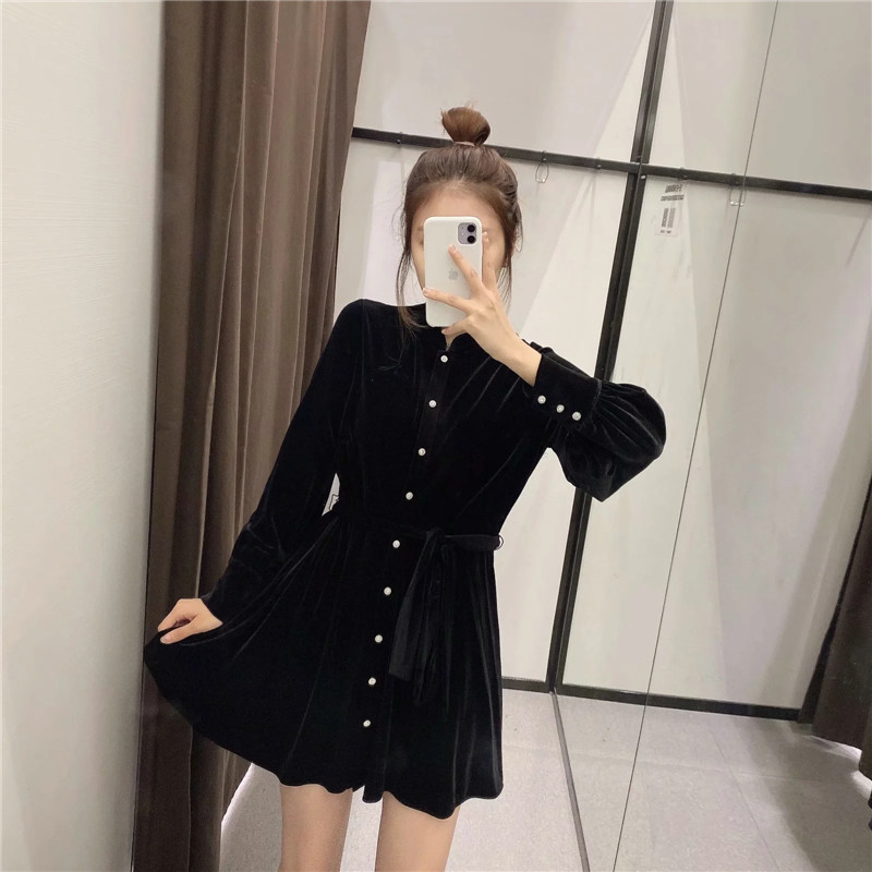 2021za 2021 autumn black velvet mini dress women vintage french elegant long sleeve dress woman fashion tie belt ladies dresses, Black;gray
2021za 2021 autumn black velvet mini dress women vintage french elegant long sleeve dress woman fashion tie belt ladies dresses, Black;gray