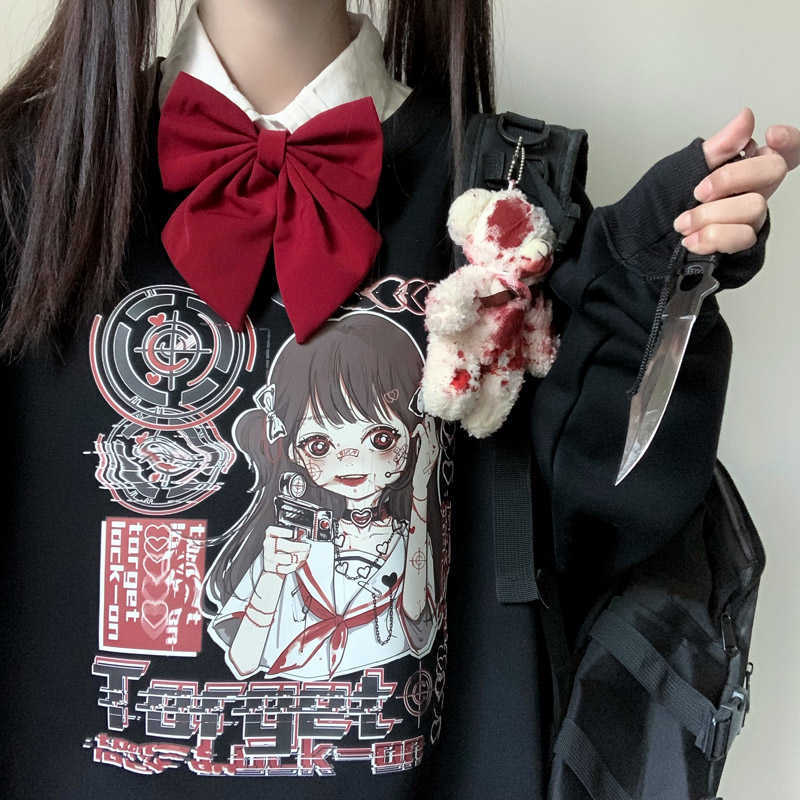 Japanese gothic women clothing casual big size loose Vintage Harajuku anime fashion punk hip hop Ulzzang hooded sweatshirt 210608, Black
Japanese gothic women clothing casual big size loose Vintage Harajuku anime fashion punk hip hop Ulzzang hooded sweatshirt 210608, Black