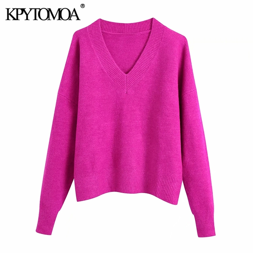 KPYTOMOA Women Fashion Soft Touch Loose Knitted Sweater Vintage V Neck Long Sleeve Female Pullovers Chic Tops 211018, As picture
KPYTOMOA Women Fashion Soft Touch Loose Knitted Sweater Vintage V Neck Long Sleeve Female Pullovers Chic Tops 211018, As picture