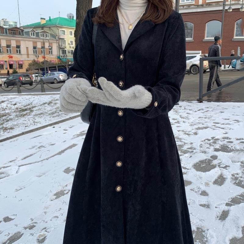 Spring Autumn Women Casual Corduroy Eleagnt Tie-Up Slim Dresses Fashion Single-Breasted Korea Chic Vestidos 210520