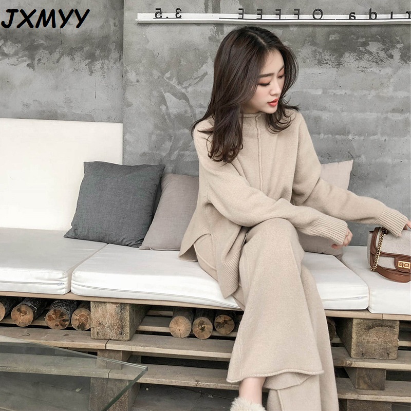 The drape knitting wide-legged pants suit two-piece women new winter cashmere sweater wide-legged pants western style suits, Black
The drape knitting wide-legged pants suit two-piece women new winter cashmere sweater wide-legged pants western style suits, Black