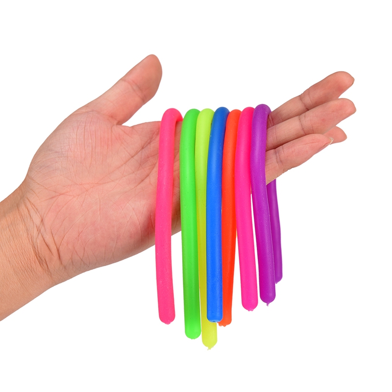 Long TPR Stress Relief Toy Stretchy String Fidget 28CM Pull Vent Rubber Sensory Toys Noodles Anti Soft Glue Elastic Rope Neon Autism Noodle Gift for K