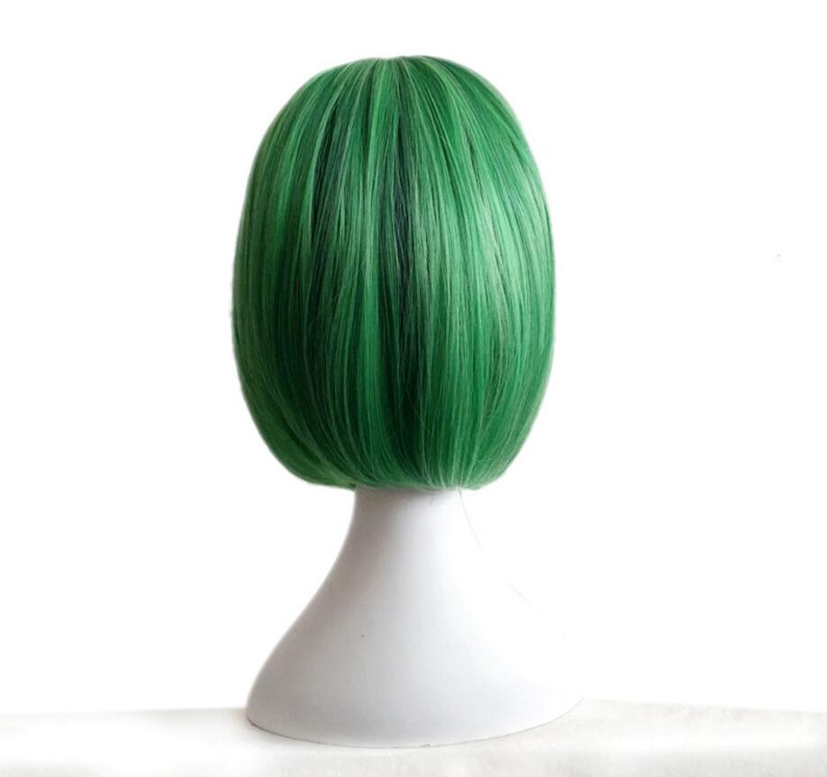 Fashion Short Synthetic Straight Green wig Hairstyle Hightemperature Cosplay Hair for Girls