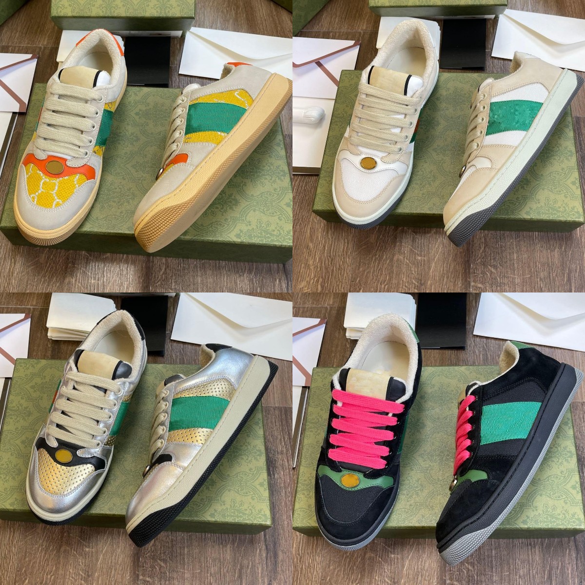 Italy Dirty Casual Shoes Distressed Screener Sneakers Green Red Stripe Canvas Shoe Luxurys Designers Butter Trainer Classic Splicing Sneaker, 10
Italy Dirty Casual Shoes Distressed Screener Sneakers Green Red Stripe Canvas Shoe Luxurys Designers Butter Trainer Classic Splicing Sneaker, 10