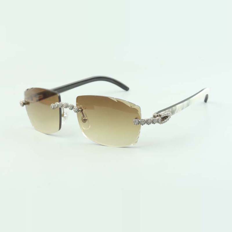 Bouquet Dia buffs Sunglasses 3524015 with Natural mixed buffalo horn glasses and cut Lens 3.0 Thickness