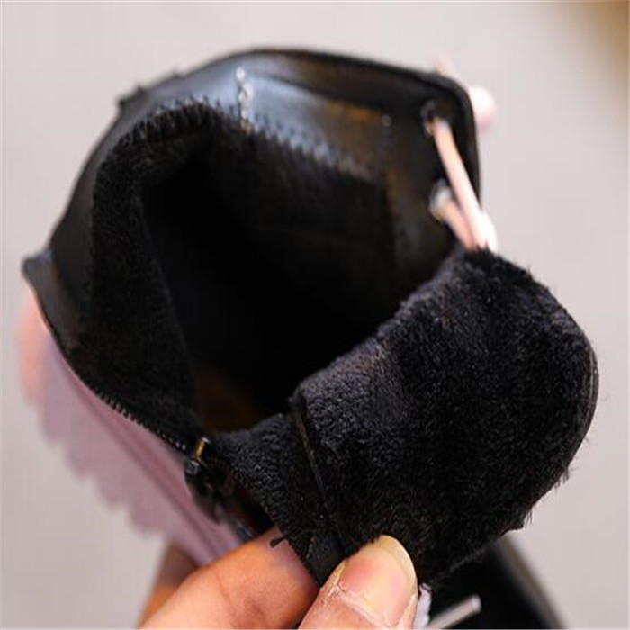 Autumn Winter kids Girls Boys Boots Soft Non-Slip Martin Boots For Children Leather Plus Velvet Fashion Ankle Boot