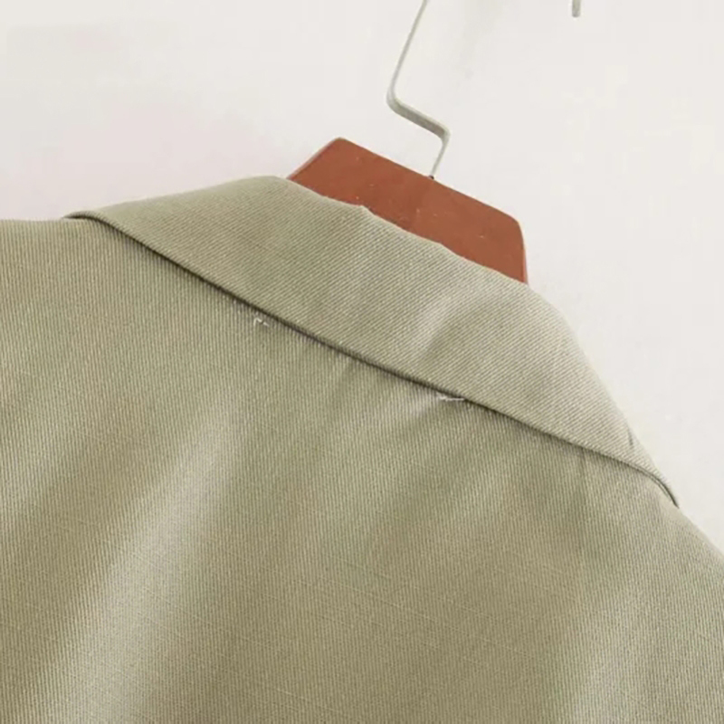 Fashion Army Green Color Short Blazer Women Patchwork Long Sleeve Work Wear Blazers Lady Pocket Single Button Coat 210515