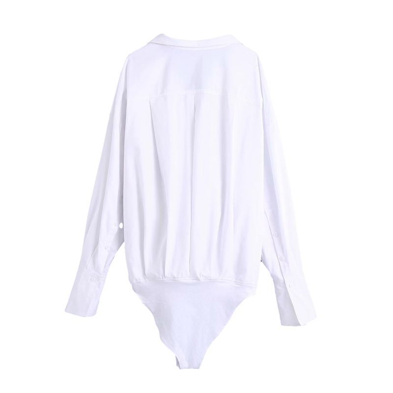 Casual Woman White Oversized Shirt Bodysuits Spring Fashion Ladies Loose Soft BodySuits Female Sexy Streetwear Shirts 210515