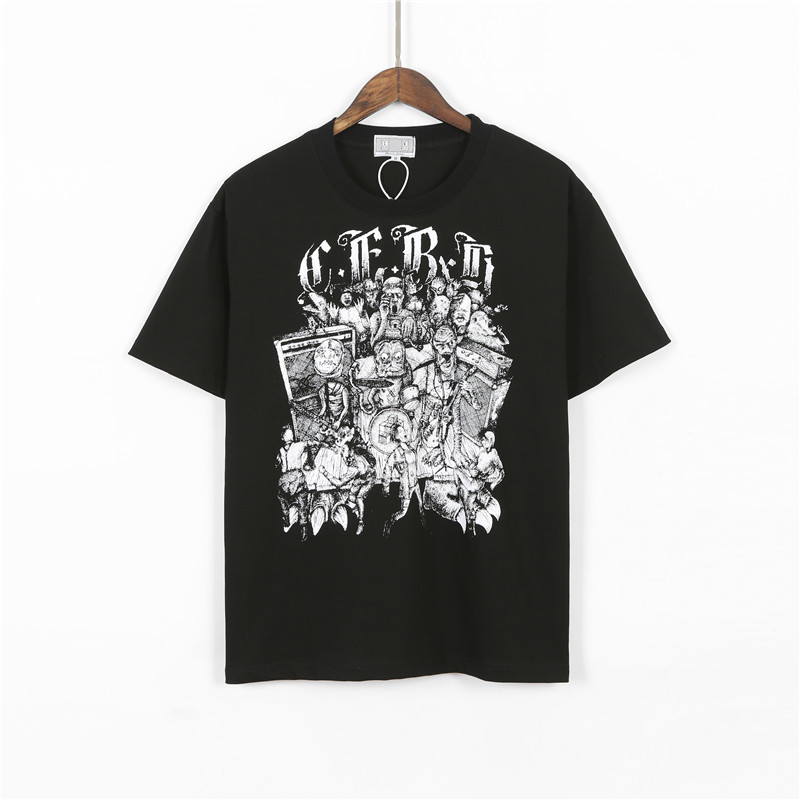 T-shirt Men Women 1 Quality Cartoon Print style Tee Tops, White;black