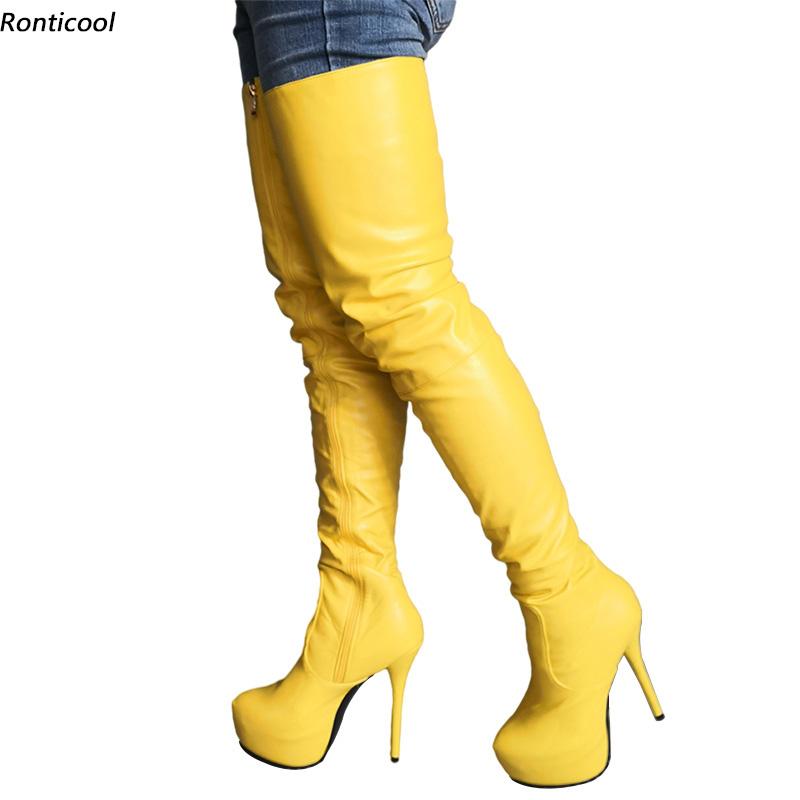 Boots Ronticool Handmade Winter Women Thigh Side Zipper Stiletto Heels Round Toe Gorgeous 8 Colors Shoes Us Size 5-20, Black
Boots Ronticool Handmade Winter Women Thigh Side Zipper Stiletto Heels Round Toe Gorgeous 8 Colors Shoes Us Size 5-20, Black
