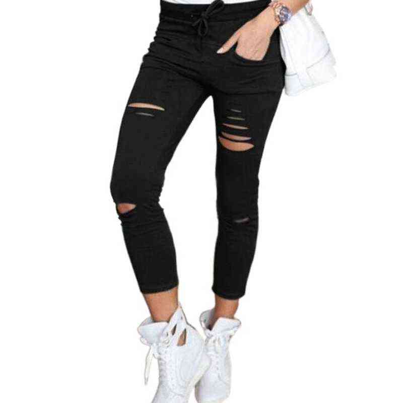 Fashion Streetwear Leggings Womens Skinny Slim Ripped Pencil Pants Jeggings Stretchy Distressed Jeans Casual 211129