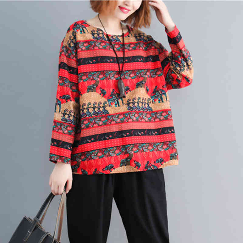 Johnature Women Spring Pullover T-Shirts O-Neck Print Chinen style Vintage Vintage Original T-Shirts 210521, Red
Johnature Women Spring Pullover T-Shirts O-Neck Print Chinen style Vintage Vintage Original T-Shirts 210521, Red