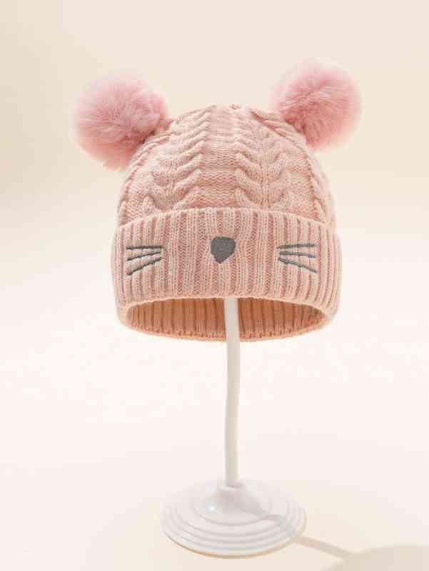 Baby Pom Decor Cartoon Embroidered Beanie SHE