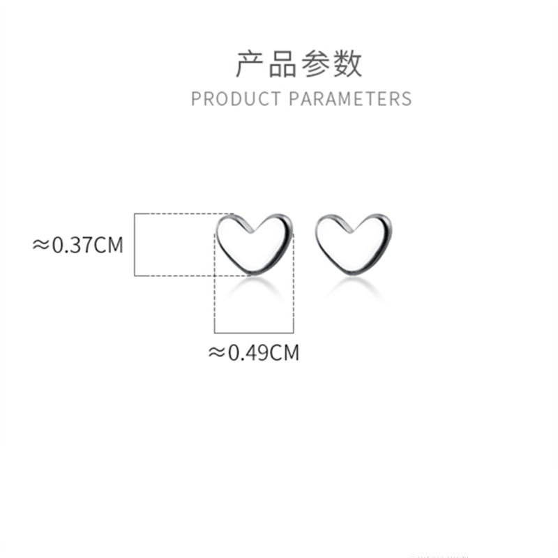 WANTME Trendy Minimalist Real 100% 925 Sterling Silver Mini Small Love Heart Stud Earrings for Women Student Teen Jewelry Gift 210507