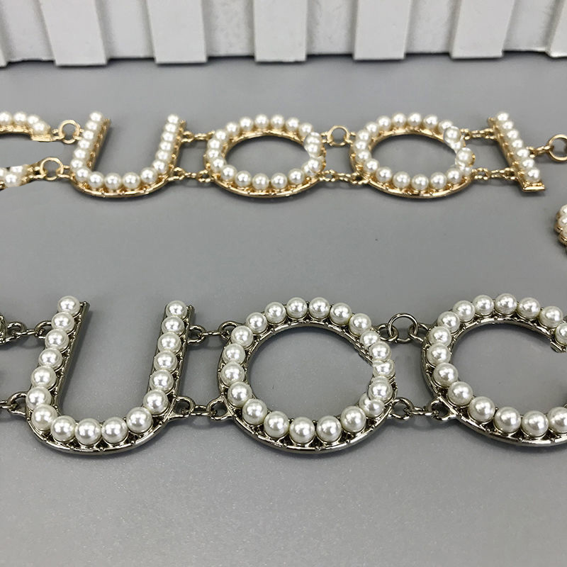 Womens Chain Belt Pearl Diamonds Waistband Designer Golden Sliver Metal Belts Letters Luxury Waist Girdle Weote, 125cm
Womens Chain Belt Pearl Diamonds Waistband Designer Golden Sliver Metal Belts Letters Luxury Waist Girdle Weote, 125cm