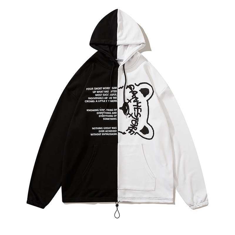 New loose fit large contrast stitching round neck men's hooded sweater fashion brand Pullover hip hop top in autumn and winter of 2021, White
New loose fit large contrast stitching round neck men's hooded sweater fashion brand Pullover hip hop top in autumn and winter of 2021, White