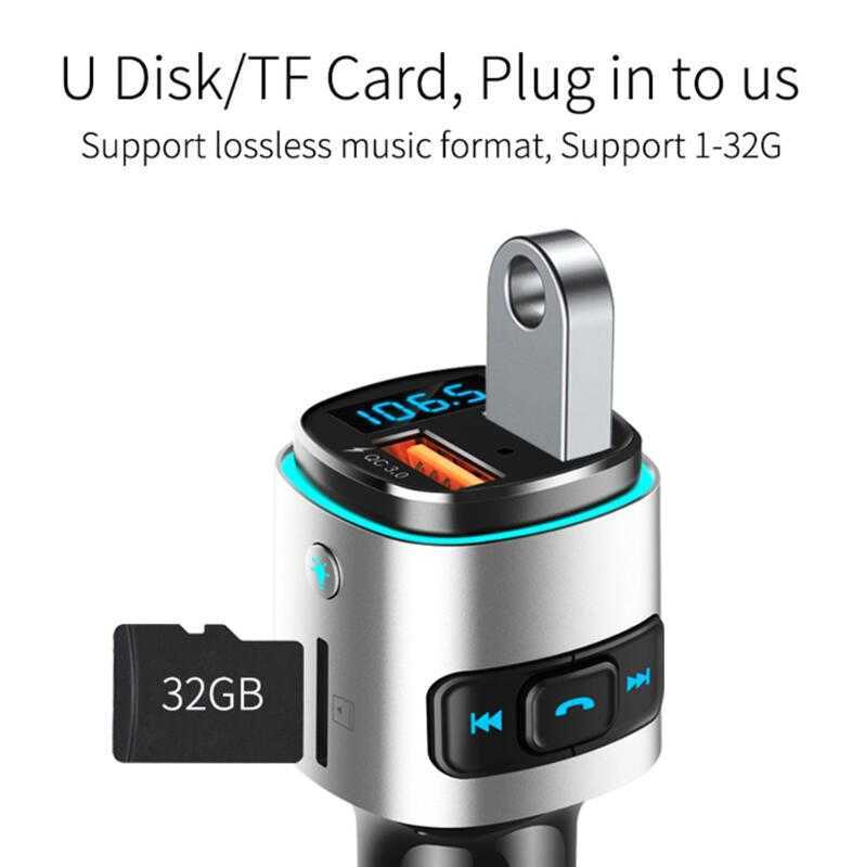 Transmitter Bluetooth Auto Wireless Car Audio Kit Handsfree FM Transfer LCD MP3 Player,Dual USB Port QC3.0 Fast Charging