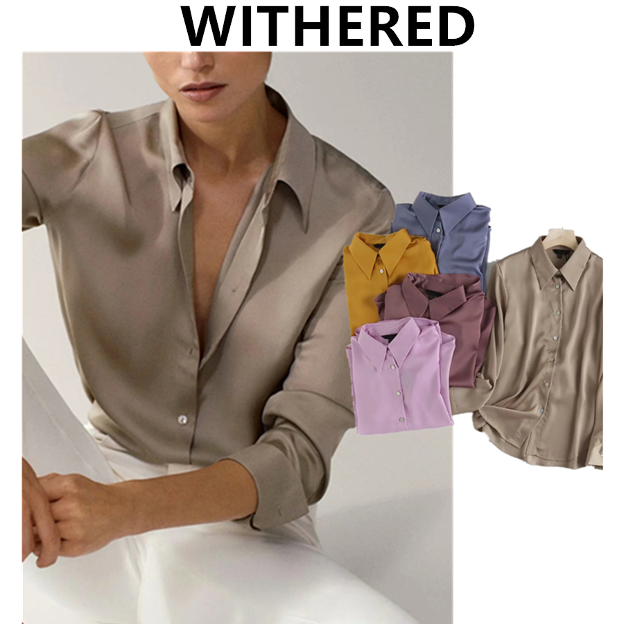 Withered England Style Office Lady Multicolor Fashion Silk Casual Blouse Women Blusas Mujer De Moda 2021 Long Sleeve Shirt Tops, Gold 
Withered England Style Office Lady Multicolor Fashion Silk Casual Blouse Women Blusas Mujer De Moda 2021 Long Sleeve Shirt Tops, Gold