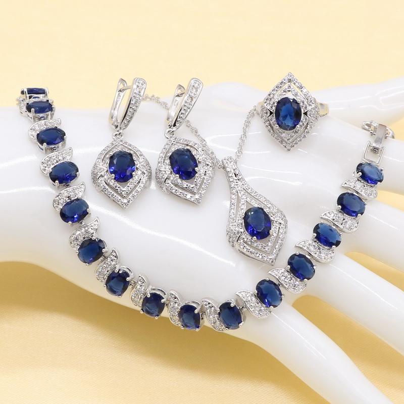 Earrings & Necklace Blue Dubai Jewelry Sets Cubic Zirconia Sterling Silver Color Trendy Pendant Bracelet And Ring For Ladies
Earrings & Necklace Blue Dubai Jewelry Sets Cubic Zirconia Sterling Silver Color Trendy Pendant Bracelet And Ring For Ladies