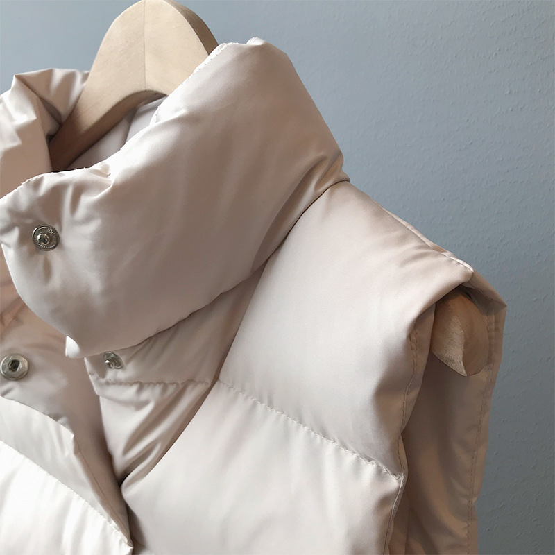 Wonder Winter Vest Coat Stand Collar Women Long Warm Top Chaleco Mujer Gilet Casaco Feminino Outwears 210510