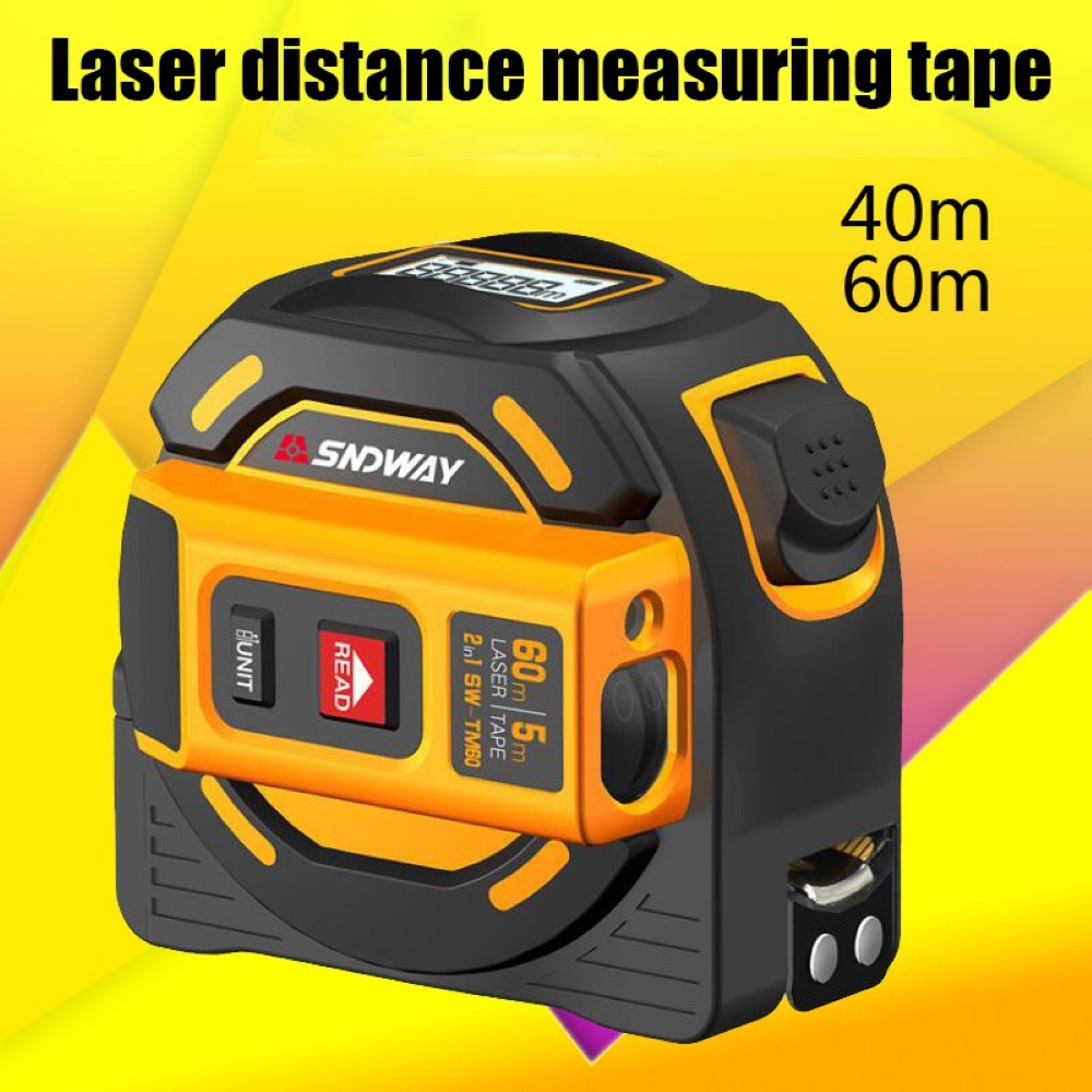 SNDWAY Laser Distance Meter Rangefinder Multifunctional Self-Locking Hand Tool Device Digital Retractable Laser Range Finder