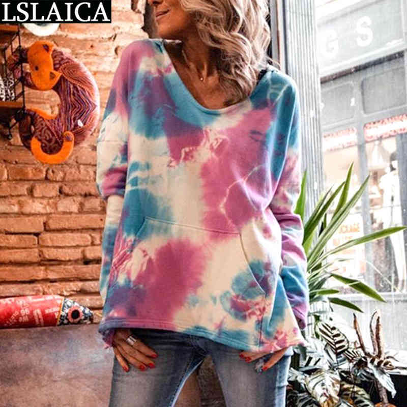 Sweatshirt Women Fashion Tie Dye Print Hoodies Long Sleeve Female Sweatshirts Casual Loose Pocket Tops Autumn Plus Size Clothes 210520, Turquoise
Sweatshirt Women Fashion Tie Dye Print Hoodies Long Sleeve Female Sweatshirts Casual Loose Pocket Tops Autumn Plus Size Clothes 210520, Turquoise