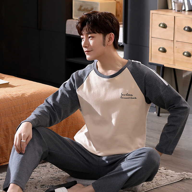 Home Wear Men's Pajamas Set Autumn Winter Soft Warm Cotton Men Pajamas Sets Long Sleeve Sleepwear Set Leisure HomeWear Clothes 211014
