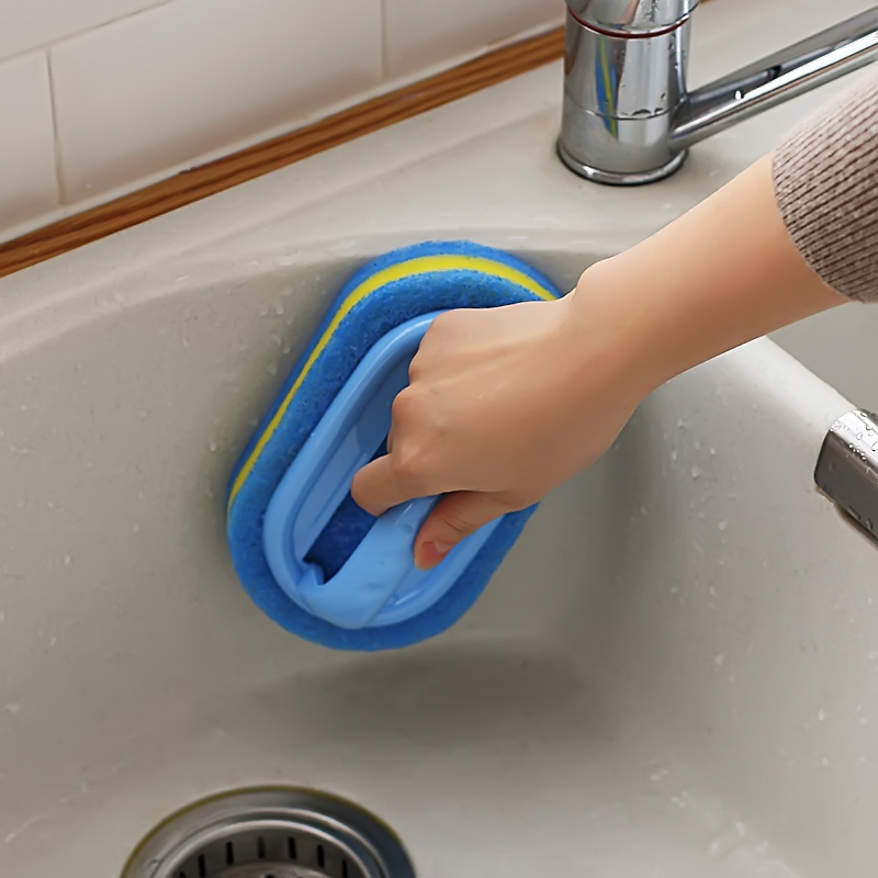 Sponge Brush Kitchen Cleaning Bathroom Toilet Kitchen Glass Wall Cleaning Bath Brush Handle Sponge Bathtub Ceramic Cleaning Tool