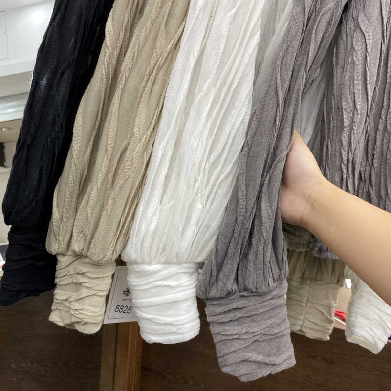 Round neck solid color pleated shirt women 2020 new loose hedging fashion temperament top X0628