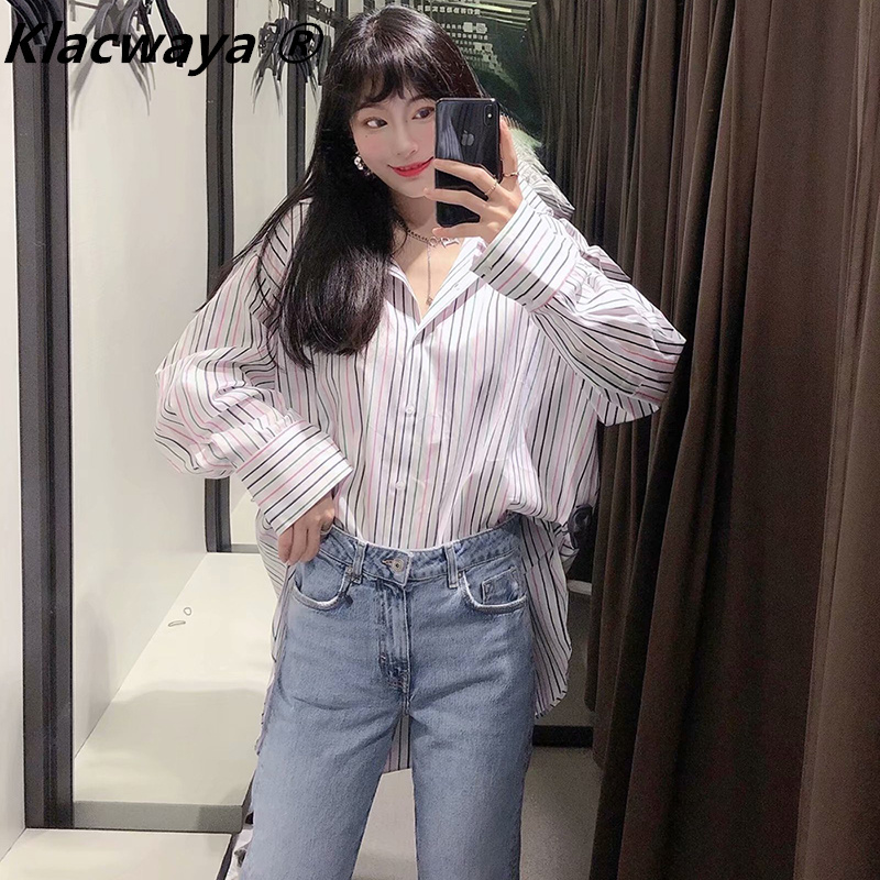 Women Blouse Color Striped Chic Loose Casual Shirt Fashion Long Sleeve Asymmetry Hem Shirts Female Button 210521, Stripe
Women Blouse Color Striped Chic Loose Casual Shirt Fashion Long Sleeve Asymmetry Hem Shirts Female Button 210521, Stripe