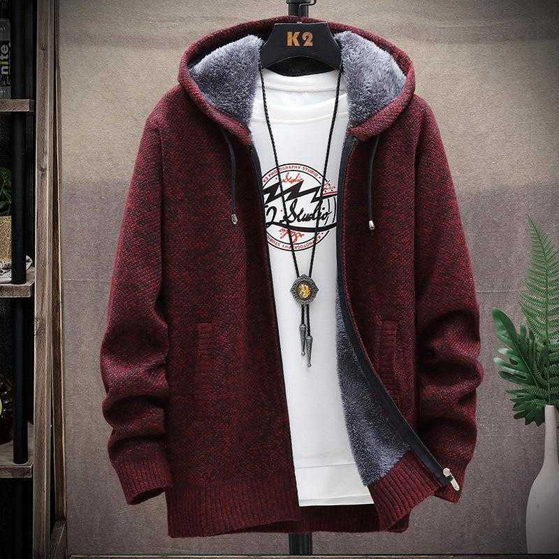 ZITY Sweater Cardigan Men's Autumn Hooded Zipper Fleece Coats Man Fashion Casual Solid Jumpers Fleece Jackets Slim Fit M-3XL 211008
