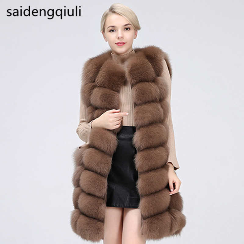Natural Real Fur Vest Coat For Jacket Female s Waistcoat Long s 210816