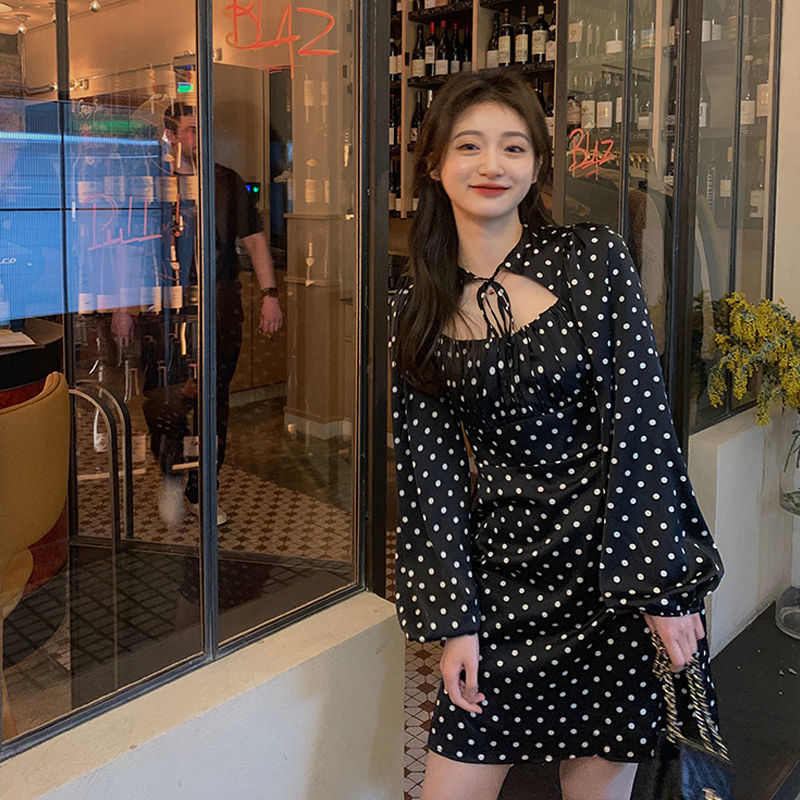 Summer Dress Female Vintage Elegant High Waist Dot Puff Sleeve Dress Evening Party Casual Chic Kawaii Women Korea Style 210521