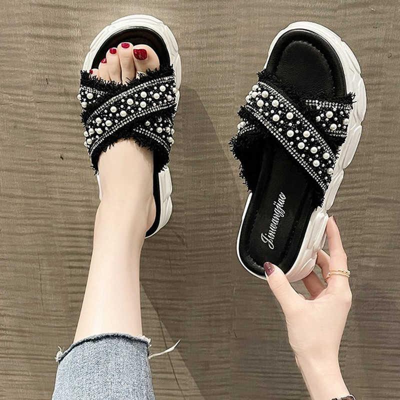 Slippers Women Korean Pearl Platform Bling Crystal Summer Beach Shoes Woman Soft Tassel Thick Bottom Sandals Ladies 2021, Green
Slippers Women Korean Pearl Platform Bling Crystal Summer Beach Shoes Woman Soft Tassel Thick Bottom Sandals Ladies 2021, Green