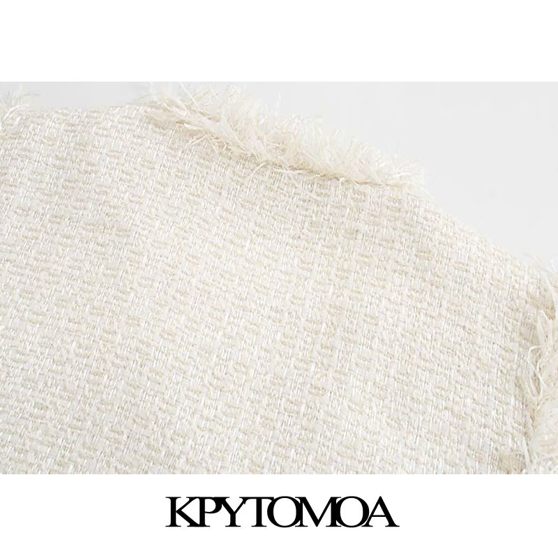 Women Fashion Frayed Tassel Tweed Waistcoat V Neck Sleeveless Female Vest Outerwear Chic Tops 210420