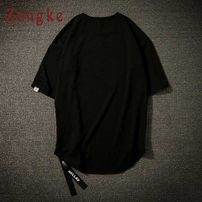 Zongke White T Shirt Men Tshirt Men T Shirt Harajuku Vintage T-Shirt Men Clothes Streetwear Hip Hop Summer Top 5XL 210707