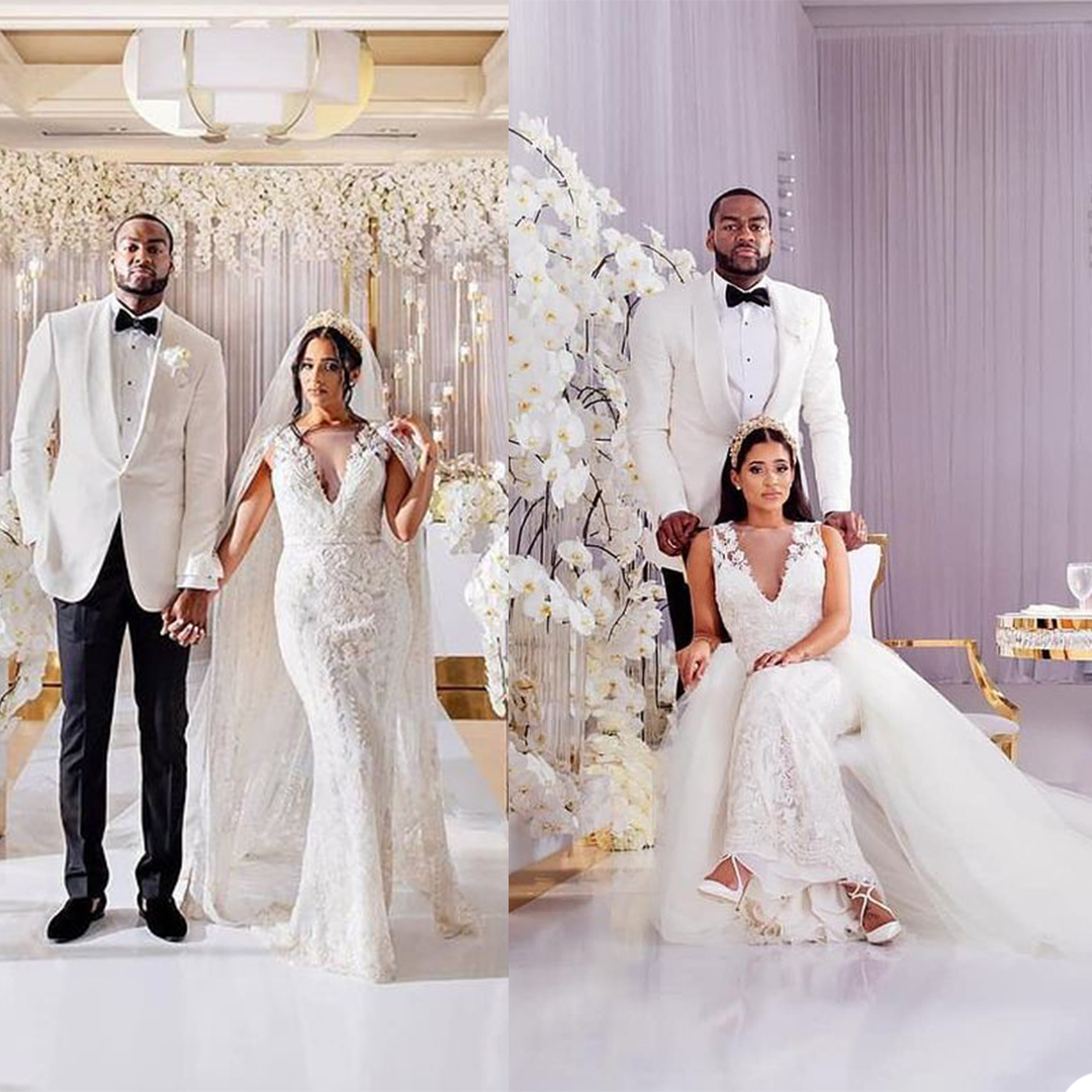 Vintage Plus Size Mermaid Wedding Dress Sheer V Neck Short Sleeve Bridal Gowns robes de mariée Bohemian Backless Bride Dresses