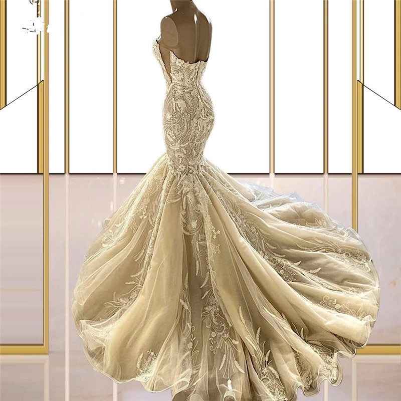 Lace Vintage Long Full Mermaid Wedding Gowns Newest Arrival Custom Made Muslim Dubai Plus Size Bridal Dresses Vestido De Novia