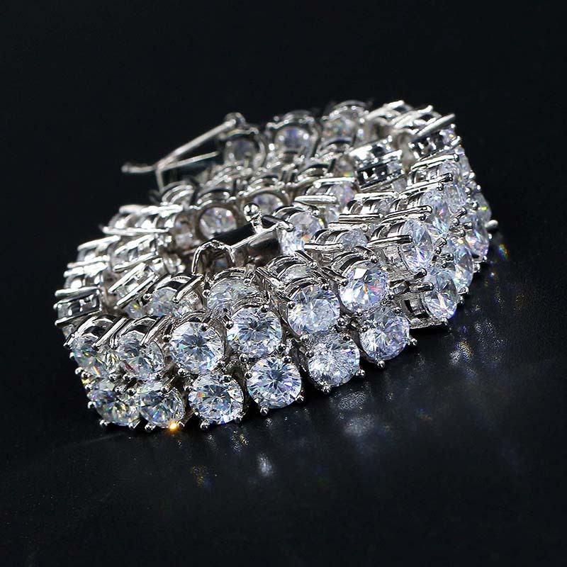 Commodity Hip-hop Micro-inlaid Zirconium Stone Bracelet Both Row Man Gold Bracelet Tennisbracelet