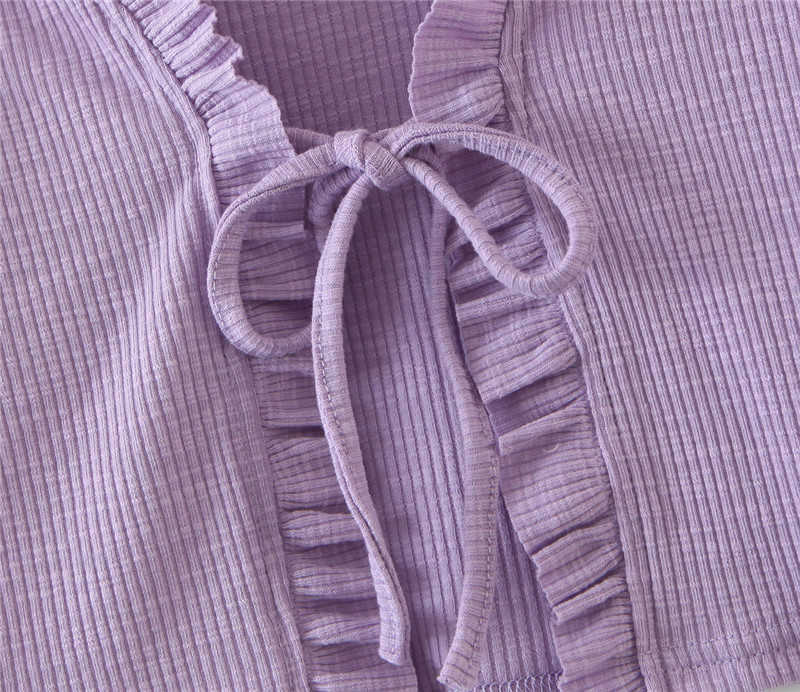 HSA Women Autumn Cardigans Sweater V-Neck Ruffles Sweater Cardigans Long Sleeve Lace up Knit Jumpers Stripe Vintage Jacket 210716