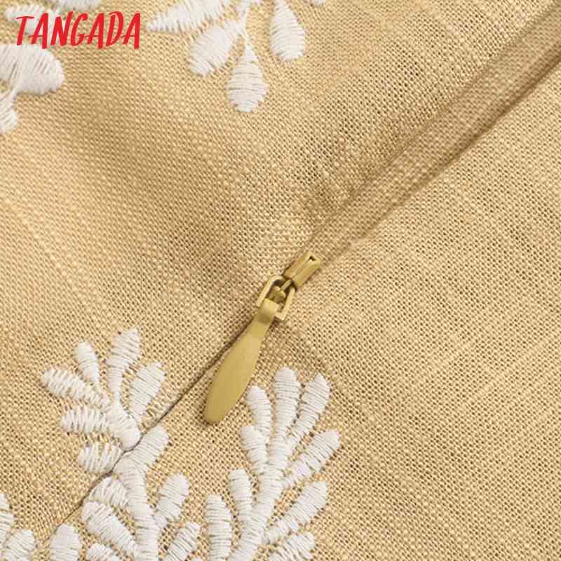 Women Embroidery Midi Skirt Faldas Mujer Vintage Zipper High Street Ladies Chic Mid Calf Skirts JE08 210416