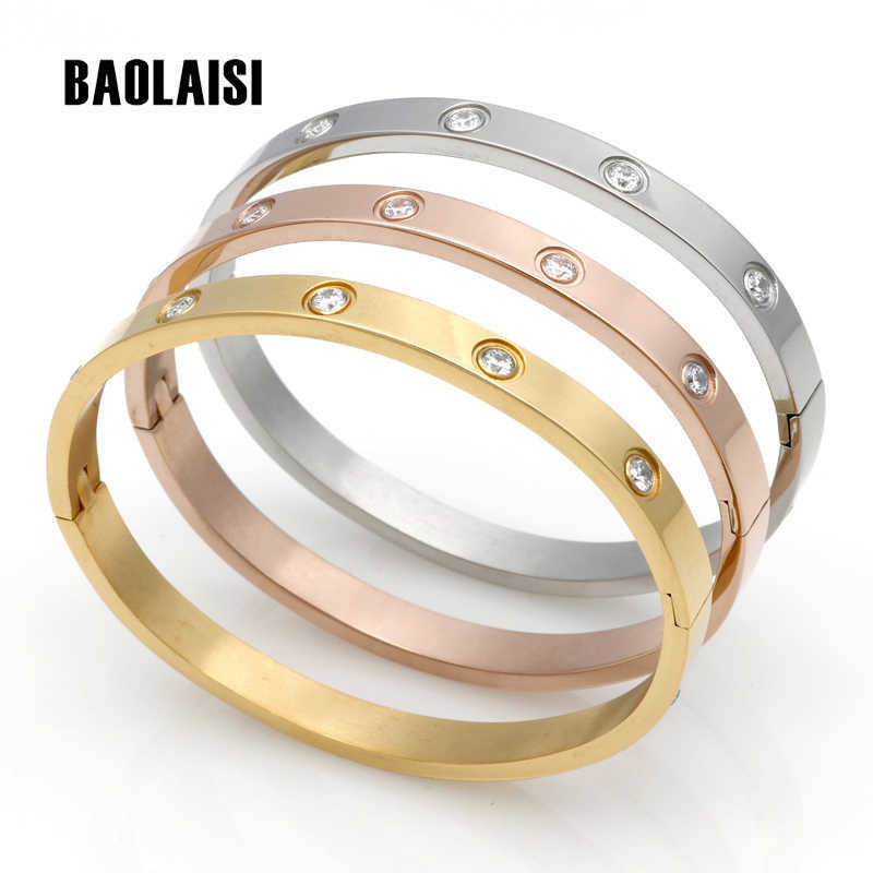 Baolaisi Fashion Couple Love Jewelry Crystal Cuff Bracelet for Women/men Gold Color Stainless Steel Bracelets & Bangles Bijoux Q0719
Baolaisi Fashion Couple Love Jewelry Crystal Cuff Bracelet for Women/men Gold Color Stainless Steel Bracelets & Bangles Bijoux Q0719