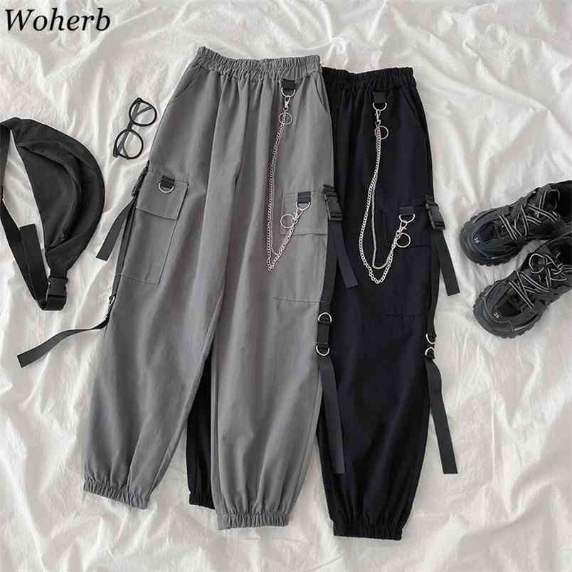 Sweatpantss Women High Waist Wide Leg Cargo Pants Loose Girls Harajuku Streetwear Trouser Casual Bottoms 210519