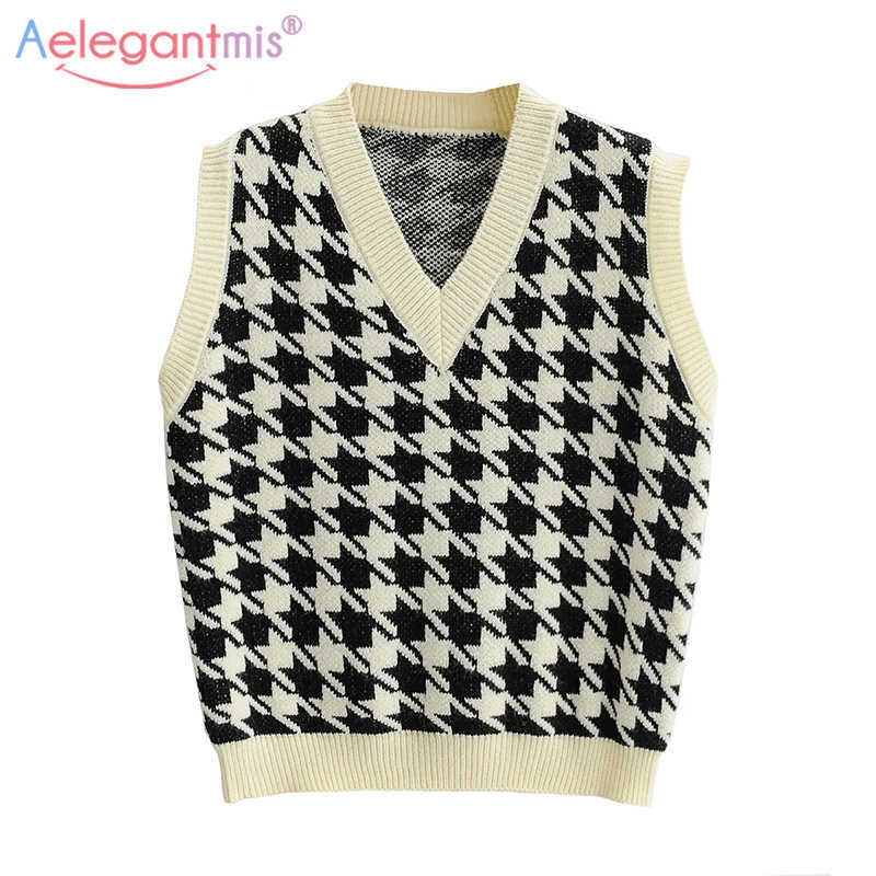 Aelegantmis Vintage Houndstooth V Neck Knitted Vest Women Korean Loose Pullover Sleeveless Sweater Casual Jumpers Waistcoat Chic 210607, As shown
Aelegantmis Vintage Houndstooth V Neck Knitted Vest Women Korean Loose Pullover Sleeveless Sweater Casual Jumpers Waistcoat Chic 210607, As shown