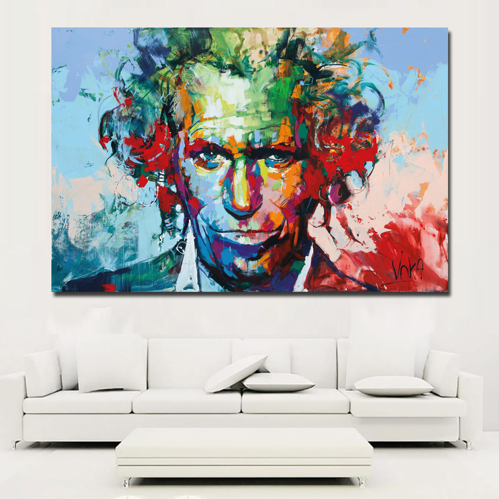 Colorful Portrait Oil Painting Printed On Canvas Spontaneous Realism Painting By Voka Wall Art Prints Poster For Living Room