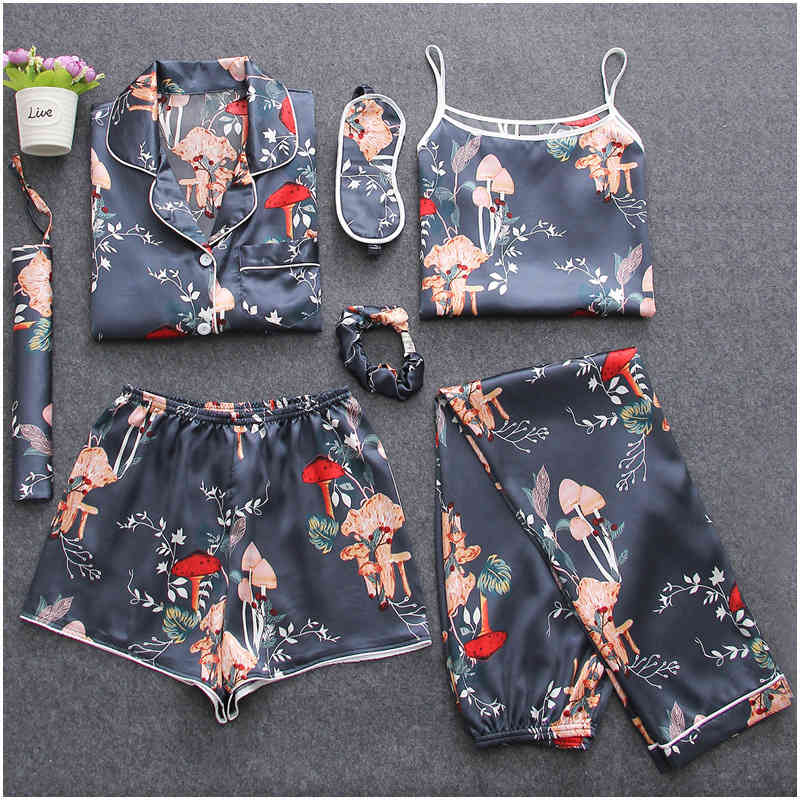 7 Pieces Womens Silk Satin Pajamas Sets Pyjamas Set Sleepwear Pijama Pajamas Suit Female Sleep Two Piece Set Loungewear V191213, Red;black
7 Pieces Womens Silk Satin Pajamas Sets Pyjamas Set Sleepwear Pijama Pajamas Suit Female Sleep Two Piece Set Loungewear V191213, Red;black