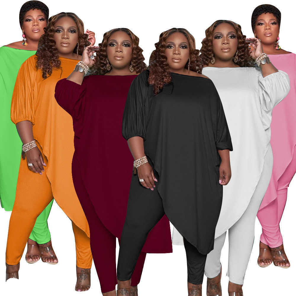 Women's Two Piece Pants Designers Women Clothes 2023 large popular loose solid shoulder two piece set spring and Autumn