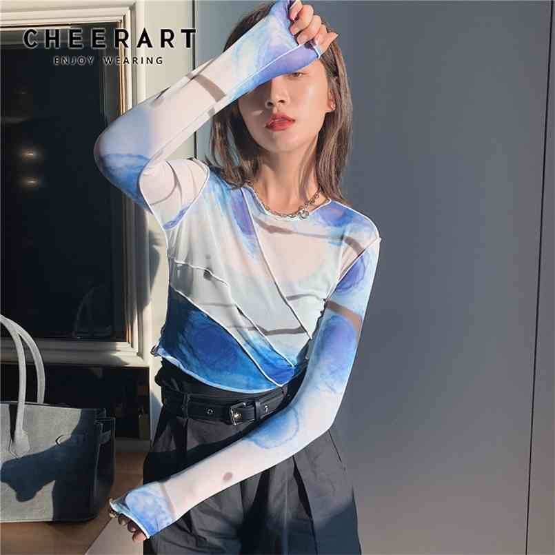 CHEERART Mesh Crop Top Long Sleeve T Shirt Women Printed Tshirt See Through White Ladies Tight Patchwork Fashion 210708, Beige
CHEERART Mesh Crop Top Long Sleeve T Shirt Women Printed Tshirt See Through White Ladies Tight Patchwork Fashion 210708, Beige