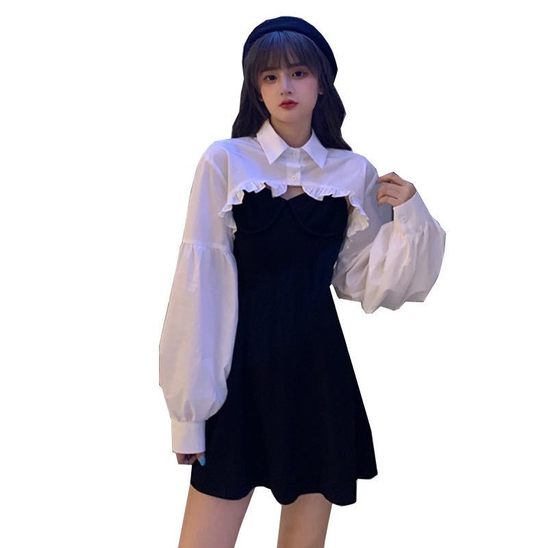 Elegant Party Dress Women Long Sleeve Sweet Empire High Street Mini Dress Gothic Y2k Dress Korean Summer Female Outfits 210409